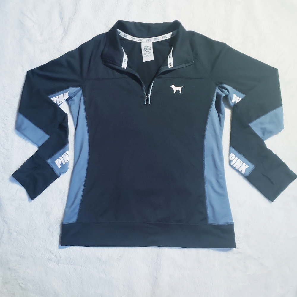 VS Pink Ultimate half zip pull over size medium